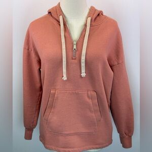 Madewell Women's Rose Dust Relaxed Quarter Zip Pullover Hoodie Sweater Size S